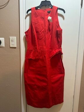 NWT Banana Republic Sleeveless Peplum Dress In Red Size 16T
